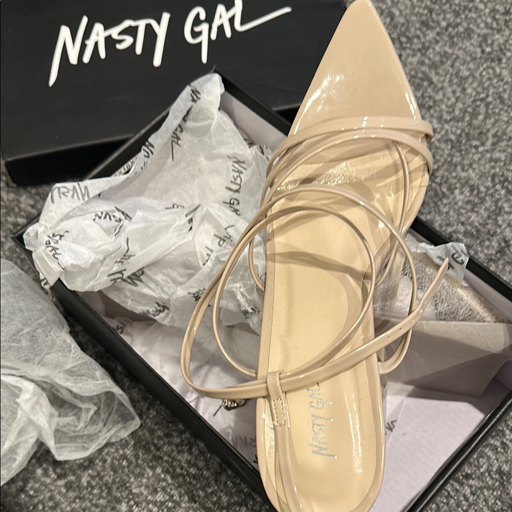 Nasty Gal Tan Strappy Heels